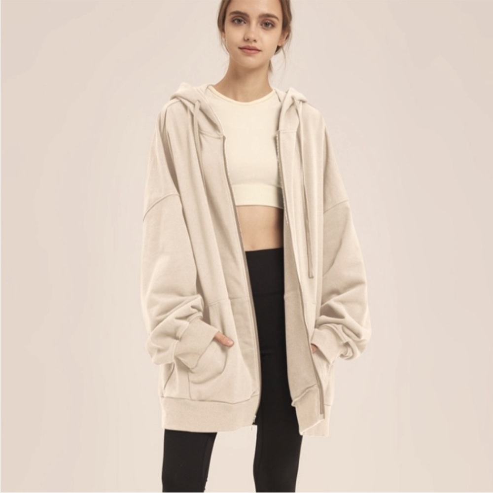 NAP Loungewear Oversized Zip Up Cotton Hoodie Sweatshirt Size XXS